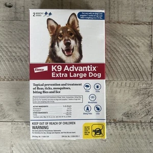 Dog Flea And Tick Killer | Elanco K9 Advantix Dogs Over 55 LBS ~ 2  Doses - Picture 1 of 2