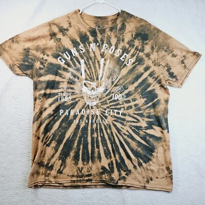 Camisa Guns N Roes Paradise City LA Para Hombres 2XL Marrón Tie Die Bravado Mezcla de Algodón Foto 1 de 4
