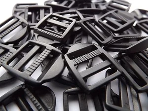 10 x 15mm Black Plastic Ladderlock Slide Buckle Fastening - Picture 1 of 7
