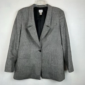 Chicos Blazer Donna 1 M Grigio Misto Lana Accademia Retrò Soldi Varsity Preppy Leggi - Foto 1 di 10