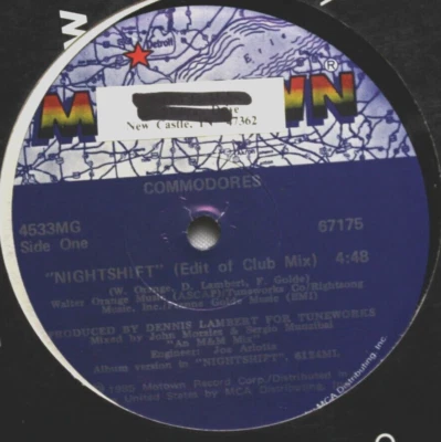 COMMODORES NIGHTSHIFT CLUB MIX / INSTRUMENTAL 12" VINYL RECORD *QUICK SHIP* VG++ - Image 1 of 2