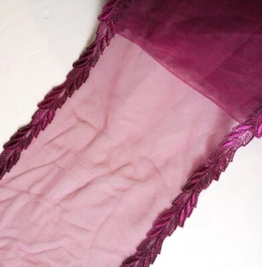 5 Yards 8" wide Claret Tulle Mesh Lace with Embroidered Flower On Edge xh011 - Picture 1 of 2