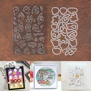 Boo Friends Halloween Cutting Dies & Stamps Set – Ghosts Bats Pumpkins EEEK - Picture 1 of 12