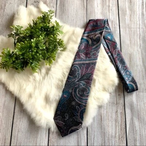 Vintage David Crystal Floral Paisley Satin Neck Tie Multicolored - Picture 1 of 4