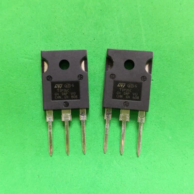 1pair ( TIP36C + TIP35C ) Silicon High Power NPN PNP Transistor ST TO-247 - Image 1 of 3