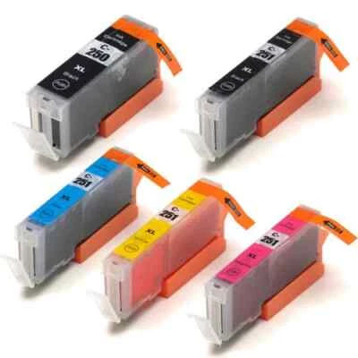 Cartuchos de tinta compatibles con esquina de inyección de tinta no OEM para PGI250/CLI251 - Paquete de 10 Foto 1 de 2