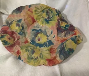 Vintage Damen Mütze geblümt Baumwolle Spitzenrand - Bild 1 von 3