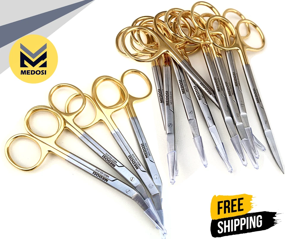 Tijera de iris dental recta curvada angular herramientas quirúrgicas dentistas veterinarias 4,5" TC Foto 1 de 1