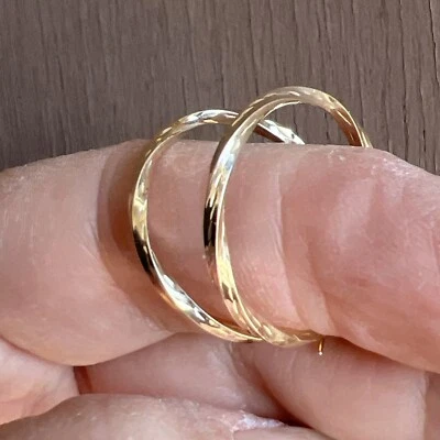 10k Yellow Gold Snap Twisted Hoop Round Earrings RL ISRAEL - Image 1 of 4