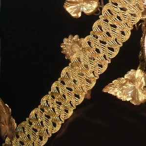 Vintage Breitgold Metallic Zierleiste gerührt Zopf Spitze Besteck Galloon BTY - Bild 1 von 11