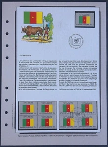 Nations Unies Document 1er jour Timbres Drapeaux Le Cameroun O & N/O - Foto 1 di 1