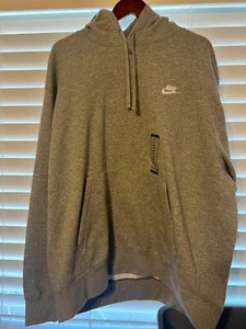 Nike - Herren XXL Hoodie Sweatshirt Grau Nike Sweatshirt mit Kapuze Kordelzug Neu mit Etikett - Bild 1 von 6