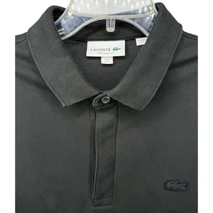 Lacoste Polo Shirt Men's Large Black Short Sleeve Regular Fit Cotton Crocodile - Picture 1 of 9