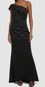 Eliza J Women's Black Scuba Pleated One-Shoulder Dress Size 10 - Picture 1 of 3