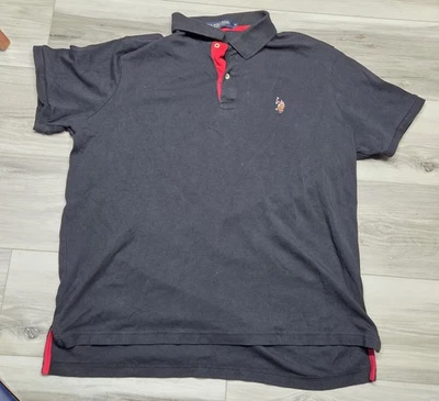 Polo de Estados Unidos para Hombres Talla XL Negro Rojo Cuello Lujo Sensación Logo Foto 1 de 3