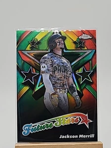2025 Topps Chrome Baseball Jackson Merrill Future Stars Refractor #3 Padres - Picture 1 of 2