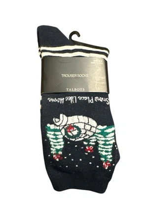 Pantalón Calcetines Talbots Winter Wonderland Azul Índigo con Iglú/Árboles de Vacaciones Nuevo con Etiquetas Foto 1 de 3