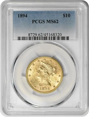 1894 $10 Gold Liberty Head MS62 PCGS - Image 1 of 2