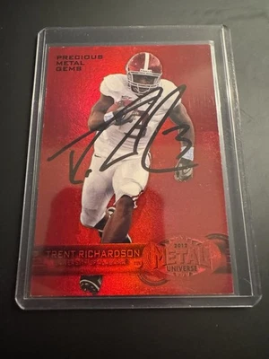2012 Fleer Red Precious Metal Gems Trent Richardson IP Auto RC 21/100 Alabama - Image 1 of 2