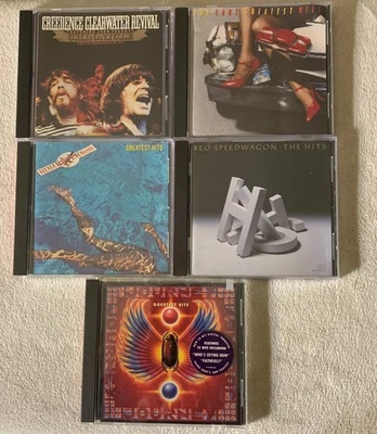 Lot of 5 classic rock greatest hits CDs.  Journey, CCR, REO Speedwagon, Cars - Image 1 of 4
