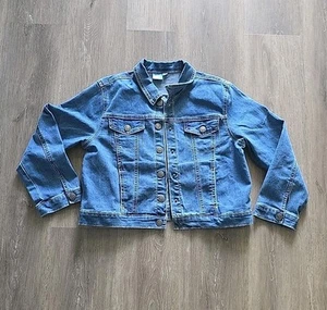 Disney Girls Encanto Jean Jacket Large Blue Button Front Long Sleeve NEW - Picture 1 of 10