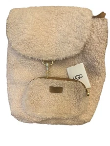 UGG Creme Plüsch Sherpa große Lederriemen Rucksack - Bild 1 von 15