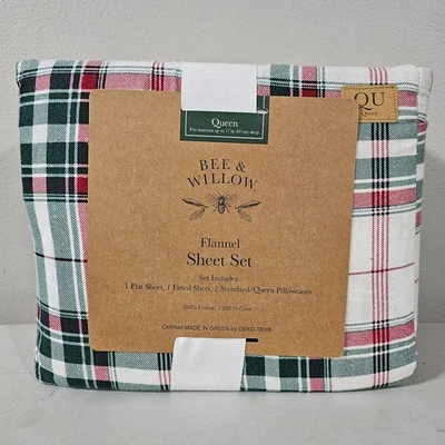 NEW Bee & Willow Flannel  Queen Cotton Festive Plaid - Image 1 of 3