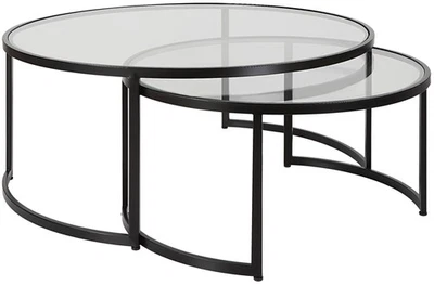 Uttermost 25190 Rhea 42" Diámetro Hierro y Vidrio Templado Anidación - Negro Foto 1 de 4
