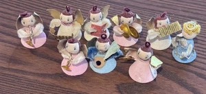 Adornos de ángel con cabeza de algodón hilado vintage de Navidad 9 hechos en Japón - Imagen 1 de 2
