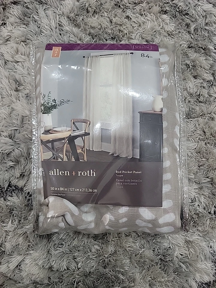 Allen Roth #3491205 Willow Taupe 84" Rod Pocket Panel Curtain- 2 Pack