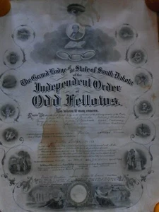 1918 Odd Fellows Document Independent order South Dakota Poster Antique Poor - Picture 1 of 11