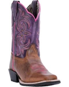 DAN POST Youth Girls Majesty Purple Brown Square Toe Boots DPC3947 - Picture 1 of 1