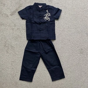 Chinese Costume Traditional Costume Child Size Med Navy w/ Dragon Embroidery - Picture 1 of 5