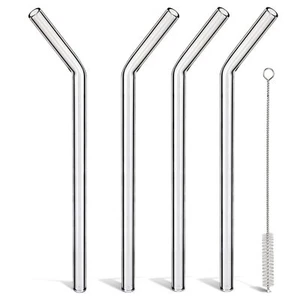 Reusable Glass Straws Clear: Skinny Glass Straws for Tumbler, 9 inch 8mm Glas... - Picture 1 of 9