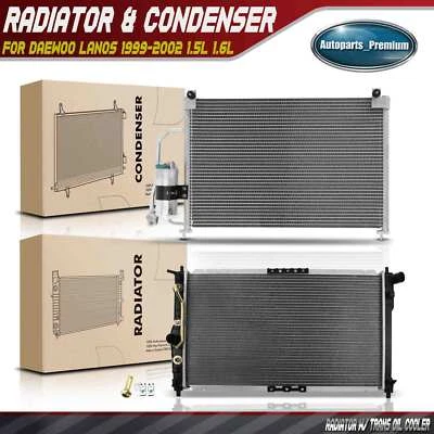 Nuevo kit de refrigeración de radiador y condensador de CA para Daewoo Lanos 1999-2002 L4 1,5 L 1,6 L Foto 1 de 4