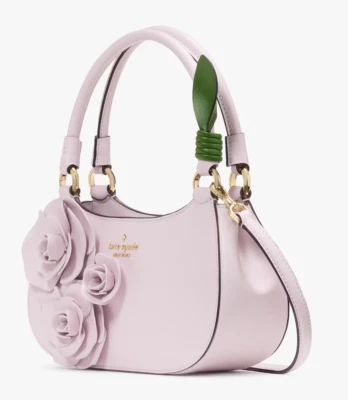 Bolso de Hombro Kate Spade Flora Rosa Cuero Lila Claro KK970 NUEVO CON ETIQUETAS $429 Venta al por menor F Foto 1 de 4