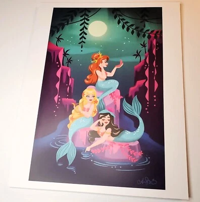 Póster Ann Shen Mermaid Lagoon Peter Pan litografía arte Disney 11x14 Never Land Foto 1 de 2
