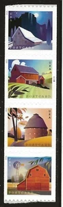 US Scott #5550-53, Plate #B1111 Coil of 4 2021 Barns VF MNH - Picture 1 of 1