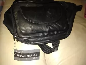 Vintage MIchael Michelle USA Genuine Leather Fanny Pack Waist Bag Black One Size - Picture 1 of 1