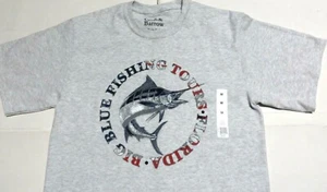 Croft & Barrow Men's T-shirt Size Medium Gray Big Blue Fishing Tours Florida - Picture 1 of 4