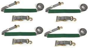 2" x 11' GRAY DW Ratchet Wheel Strap with 2' Low Profile Grip Sleeve (Swivel J)  - Picture 1 of 3