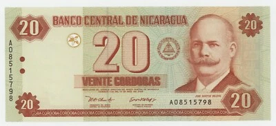 Nicaragua 20 Cordobas 10-4-2002 Pick 192 UNC Uncirculated Banknote - Image 1 of 2
