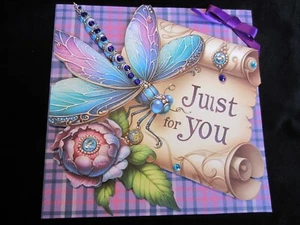 New Handmade Dragonfly Themed Just For You Card size 8" X 8" - Picture 1 of 6
