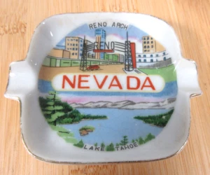 Mini cenicero cuadrado de colección Howdy Podner cerámica del centro de Las Vegas - Imagen 1 de 8