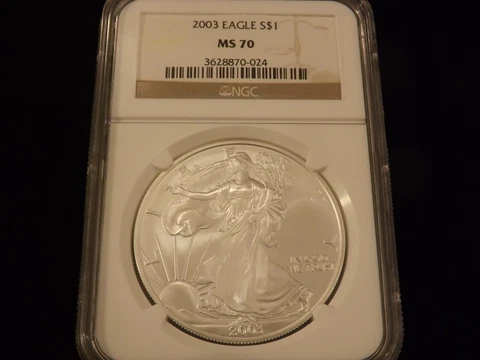 2003   $1      Eagle        NGC  MS 70 Cover