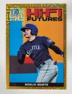 Bowman Mega Box 2022 Noelvi Marte Hi-Fi Futures Gold Mojo Refractor 43/50 - Imagen 1 de 3
