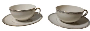 Theodore Haviland Teacups and Saucers New York Greek Key Vintage Lot of Two SEE - Picture 1 of 11