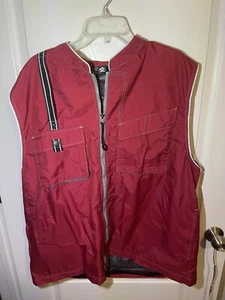 AMAX Men's Sz XL Full Zip Front Nylon Vest Red Cargo Pockets - Picture 1 of 6