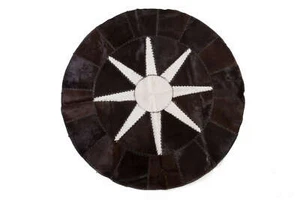 Aydin Original Handgenähter Kuhfell Patchwork Teppich Rund 5 Fuß 2 Zoll X 5 Fuß 2 Zoll - Bild 1 von 7