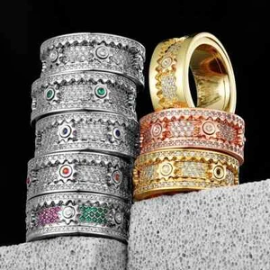 10 Estilo Nuevo Fidget Spinner Piedras Preciosas Engranaje Anillos Acero Inoxidable Joyería Punk - Imagen 1 de 34